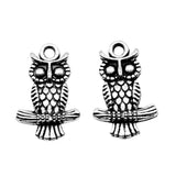 10pcs 19x12mm 2 Colors Antique Bronze Color Antique Silver Color Double Sided Owl Charms For DIY Jewelry Making