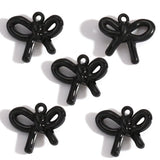 5-Piece Alloy Black Spray-Painted Bow Charm Pendants for DIY Jewelry Making Handmade Necklaces Earrings Accessories W597