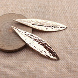 2pcs 85x20mm 4 Colors Kc Gold Color Hammered Large Leaf Pendant