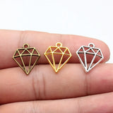 20pcs 20x16mm 3 Colors Antique Bronze Color Antique Silver Color Gold Color Hollow Crystal-Shaped Charms