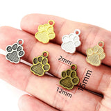 25pcs 6 Color Dog footprints Charm Bracelet Necklace Pendant DIY Jewelry Handmade Accessories 15*12mm