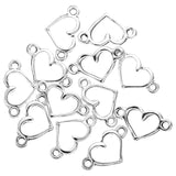 50pcs  5 color Heart-shaped connect Charms Necklace Pendant Bracelet Jewelry Making Handmade Crafts diy Supplies 14.5*8mm
