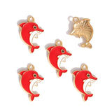 10pcs 15*20mm 6 colors Enamel Alloy dolphin Charm Earring Pendant DIY Keychain Necklace Jewelry Accessories W474