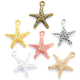 30Pcs 6colors alloy Small starfish Charm Alloy Funny Marine Life starfish Pendant DIY Making Fancy Jewelry Accessories 16/14mm D
