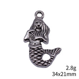 10pcs 34x21mm 2 Colors Antique Silver Color Rhodium Color One-Sided Mermaid Pendant For DIY Jewelry Making