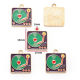10pcs Vintage Enamel Cup Phonograph Bicycle Charms For Jewelry Making Handmade DIY Necklaces Pendants Bracelets Accessories W404