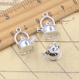10 Uds. De dijes de tetera 3D, tetera de 18x14x12mm, colgantes de Color plata antigua, fabricación de joyería tibetana hecha a mano DIY