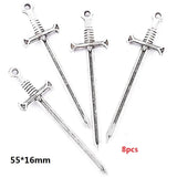 10-50pcs Mixed Styles Antique Knight Sword Anime weapon Charm for Jewelry Making DIY Handmade Weapons Personality Necklace