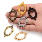 8pcs 6 Colors Necklace Charm DIY Setting Cabochon Cameo Base Tray Bezel Blank Fit 25*18mm Cabochons Jewelry Making 43*24mm C20