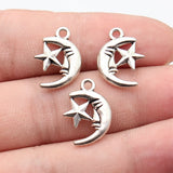 20pcs 18x13mm 2 Colors Antique Silver Color Antique Gold Color Moon And Star Charms For DIY Jewelry Making
