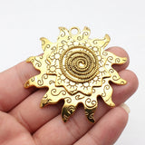 1pcs 66x65mm 3 Colors Antique Bronze Color Antique Silver Color Antique Gold Color Swirl Pattern Sun Pendant