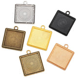 5pcs 6Color square Necklace Charm DIY Setting Cabochon Cameo Base Tray Bezel Blank Fit 25mm Cabochons Jewelry Making 36*31mm C47