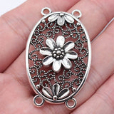 10pcs 45x28mm Antique Silver Color 4 Hole Flower Body Chain Waist Chain Connector For DIY Jewelry Making Findings