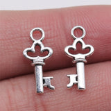 40pcs 8x16mm 2 Colors Antique Bronze Color Antique Silver Color Key Charms For DIY Jewelry Making
