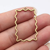 10pcs 42x27mm 4 Colors Hollowed-Out Wave Pattern Rectangular Frame Pendant For DIY Jewelry Making