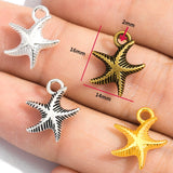 30Pcs 4 Colors Alloy starfish charm For Bracelets Necklaces Pendant Diy Handmade Jewelry Making 16*14mm D702