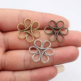 10pcs 25x23mm 3 Colors Antique Bronze Color Antique Silver Color Antique Gold Color Hollow Flower Pattern Charms