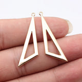 20pcs 40x11mm Kc Gold Color Rhodium Color Hollowed-Out Geometric Triangle Pendant