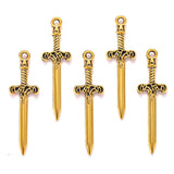 10PCS 6 colors Mixed Alloy Charms Knight Sword Knife Gun Weapons Pendant For DIY Handmade Jewelry Material 10*34mm M98