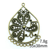 2 conectores para pendientes de color bronce antiguo de 55 x 38 mm para hacer joyas hechas a mano.