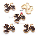 5PCS Enamel Squirrel Pinecone Charms Alloy Animal for Earrings Bracelet necklaces Pendants DIY Jewelry Making accessories W420