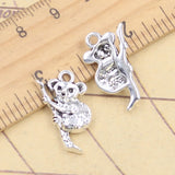 10 Uds. Colgantes de oso Koala, 22x12mm, colgantes de Color plata antigua, fabricación artesanal, joyería tibetana hecha a mano