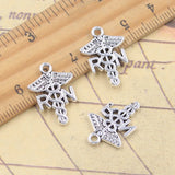 20 piezas dijes RN Caduceus símbolo de medicina 20x15mm colgantes de Color plata antigua fabricación DIY joyería tibetana hecha a mano