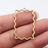 10pcs 42x27mm 4 Colors Hollowed-Out Wave Pattern Rectangular Frame Pendant For DIY Jewelry Making