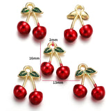 5pcs 20style Red Black Cherry Acrylic Stereo Oil Enamel DIY Charms for Bag Earring Necklace Jewelry Making Handmade Pendant W428