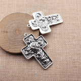 2pcs 58x38mm 2 Colors Antique Silver Color Antique Gold Color Flower Cross Charms For DIY Jewelry Making