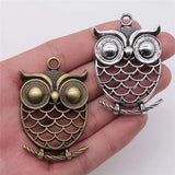 2pcs 51x35mm 2 Colors Antique Bronze Color Antique Silver Color Owl Charms For DIY Jewelry Making