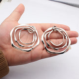 1pcs 71x70mm 2 Colors Antique Silver Color Rhodium Color Three-Layered Irregular Hammered Circle Pendant
