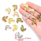 20Pcs 24*20mm 5 Color Charms leaf Metal Alloy Pendants for Earring Necklace Jewelry Making DIY Handmade