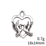 20pcs 18x14mm 2 Colors Antique Bronze Color Antique Silver Color Birds Heart Charms For DIY Jewelry Making
