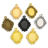 10pcs oval Necklace Charm DIY Setting Cabochon Cameo Base Tray Bezel Blank Fit 14*10mm Cabochons Jewelry Making 26*20mm C102