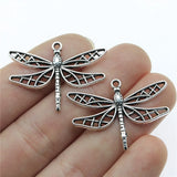4pcs 34x25mm 2 Colors Antique Bronze Color Antique Silver Color Dragonfly Charms For DIY Jewelry Making