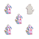 5pcs 21*15mm/23*15mm 14 colors Enamel Alloy dog Charm Earring Pendant DIY Keychain Necklace Jewelry Accessories W533