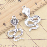 Colgantes de plata tibetana de serpiente de Cobra, fabricación de joyas antiguas, artesanía hecha a mano, bricolaje, 10 piezas, 28x17mm