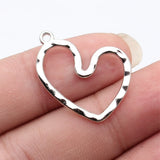 20pcs 26x21mm 5 Colors Hammer Pattern Hollow Heart Charms For DIY Jewelry Making