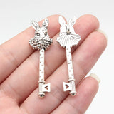 5pcs 50x15mm 2 Colors Antique Bronze Color Antique Silver Color Rabbit Key Charms For DIY Jewelry Making