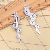 20 piezas dijes espada de serpiente 39x13mm colgantes de Color plata antigua para hacer joyería tibetana hecha a mano DIY