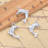 10 Uds. Colgantes de delfines de 20x15mm, colgantes de plata antigua, fabricación de joyería tibetana hecha a mano DIY