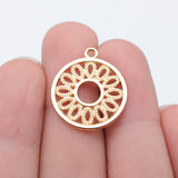 10pcs 24x21mm 3 Colors Antique Bronze Color Antique Silver Color Kc Gold Color Round Hollow Circle Earrings Charms