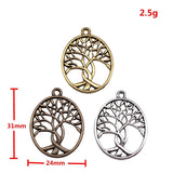 10pcs 31x24mm 3 Colors Antique Bronze Color Antique Silver Color Antique Gold Color Tree Of Life Charms