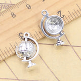 Colgantes de Color plata tibetana con forma de globo terráqueo, fabricación de joyas antiguas, manualidades hechas a mano, 22x13mm, 10 piezas