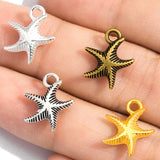 30Pcs 4 Colors Alloy starfish charm For Bracelets Necklaces Pendant Diy Handmade Jewelry Making 16*14mm D702