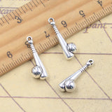 10 Uds. Colgantes de bate de béisbol, 21x8x6mm, colgantes de Color plata antigua, fabricación de joyería tibetana hecha a mano DIY