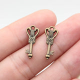 40pcs 19x7.6mm 2 Colors Antique Bronze Color Antique Silver Color Small Key Charms For DIY Jewelry Making