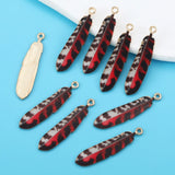 10Pcs Alloy Bohemian Ethnic Style Charms Colorful Enamel Feather For Earrings Pendant DIY Jewelry Craft Alloy Accessorie 9*38mm