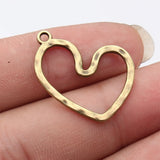 20pcs 26x21mm 5 Colors Hammer Pattern Hollow Heart Charms For DIY Jewelry Making